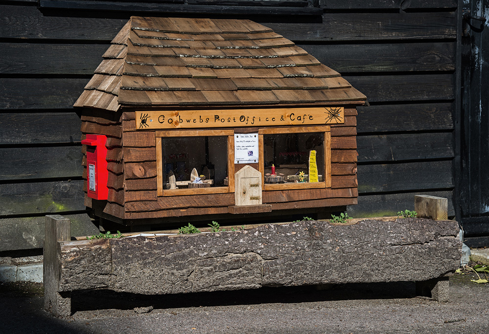 Furzey Gardens New Forest Fairy Door 'Cobwebs Post Office & Cafe'